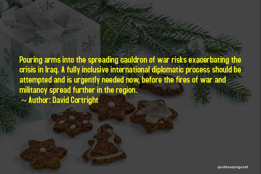 David Cortright Quotes: Pouring Arms Into The Spreading Cauldron Of War Risks Exacerbating The Crisis In Iraq. A Fully Inclusive International Diplomatic Process