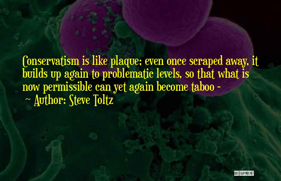 Steve Toltz Quotes: Conservatism Is Like Plaque; Even Once Scraped Away, It Builds Up Again To Problematic Levels, So That What Is Now