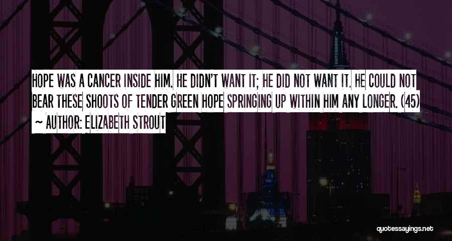 Elizabeth Strout Quotes: Hope Was A Cancer Inside Him. He Didn't Want It; He Did Not Want It. He Could Not Bear These