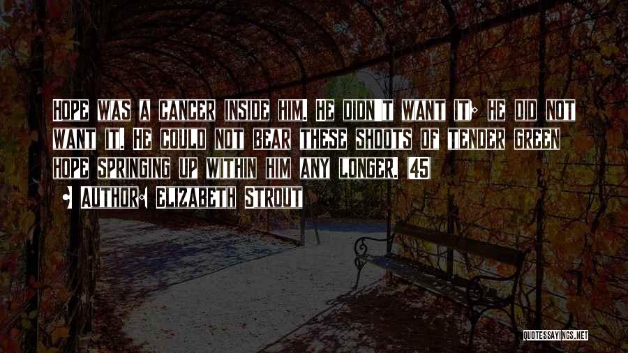 Elizabeth Strout Quotes: Hope Was A Cancer Inside Him. He Didn't Want It; He Did Not Want It. He Could Not Bear These