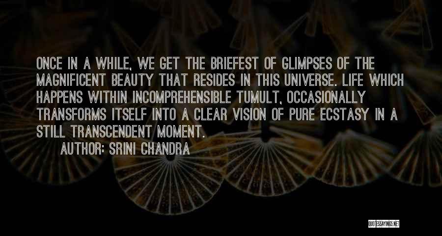 Srini Chandra Quotes: Once In A While, We Get The Briefest Of Glimpses Of The Magnificent Beauty That Resides In This Universe. Life
