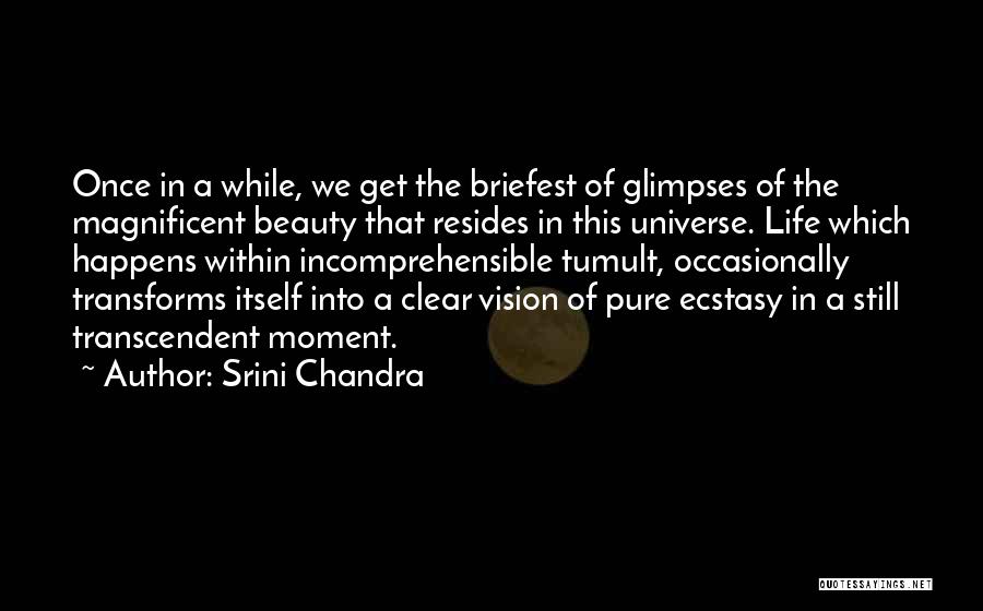 Srini Chandra Quotes: Once In A While, We Get The Briefest Of Glimpses Of The Magnificent Beauty That Resides In This Universe. Life