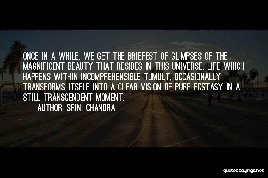 Srini Chandra Quotes: Once In A While, We Get The Briefest Of Glimpses Of The Magnificent Beauty That Resides In This Universe. Life