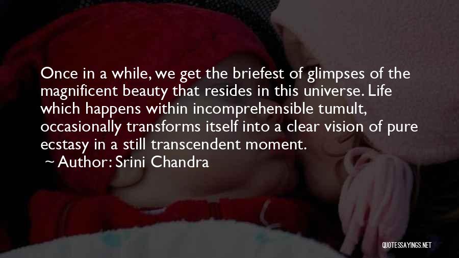 Srini Chandra Quotes: Once In A While, We Get The Briefest Of Glimpses Of The Magnificent Beauty That Resides In This Universe. Life