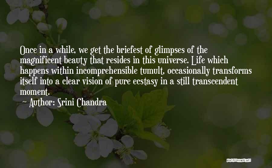 Srini Chandra Quotes: Once In A While, We Get The Briefest Of Glimpses Of The Magnificent Beauty That Resides In This Universe. Life