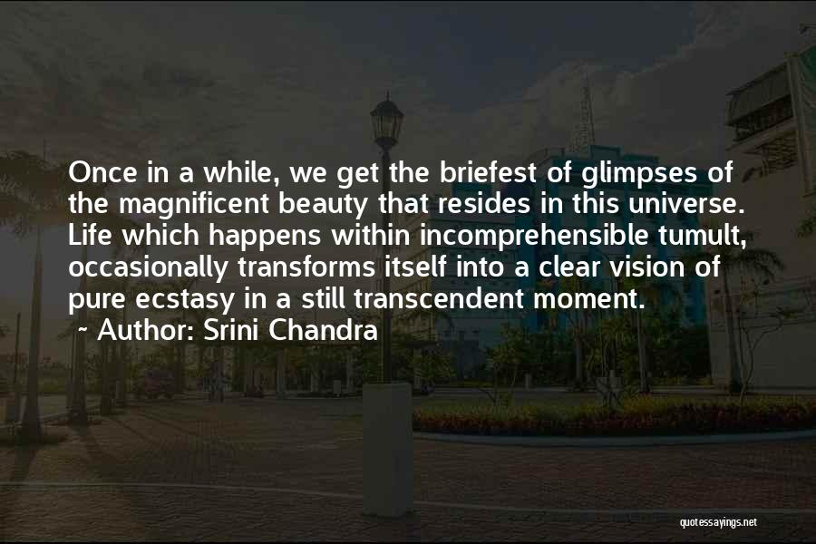 Srini Chandra Quotes: Once In A While, We Get The Briefest Of Glimpses Of The Magnificent Beauty That Resides In This Universe. Life