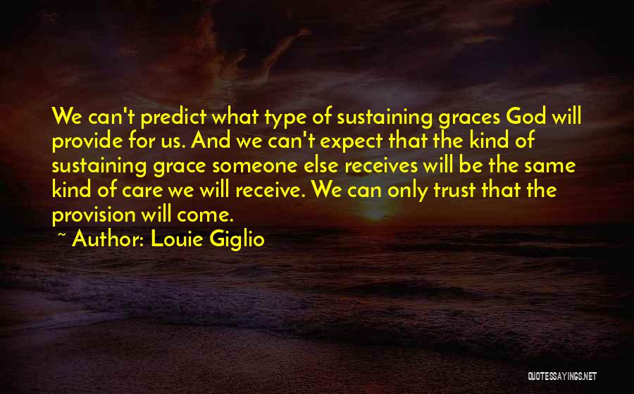 Louie Giglio Quotes: We Can't Predict What Type Of Sustaining Graces God Will Provide For Us. And We Can't Expect That The Kind