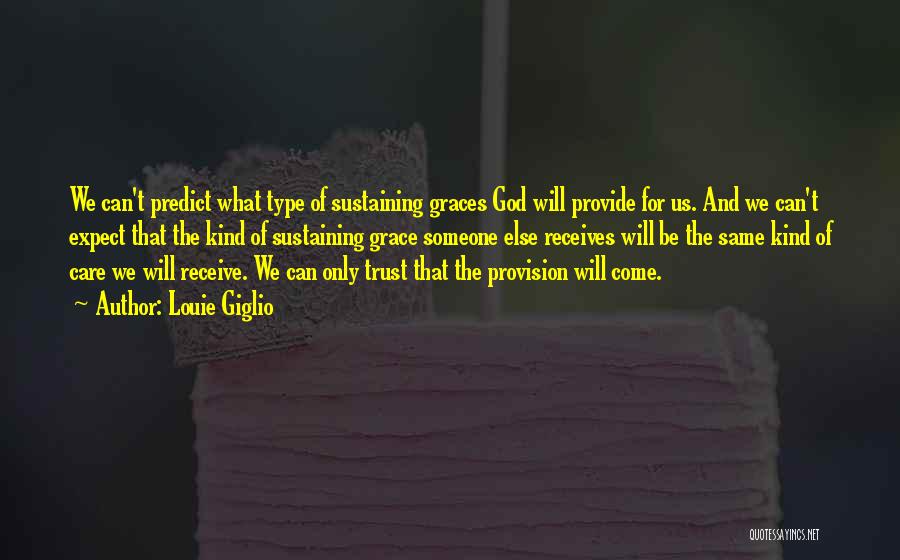 Louie Giglio Quotes: We Can't Predict What Type Of Sustaining Graces God Will Provide For Us. And We Can't Expect That The Kind