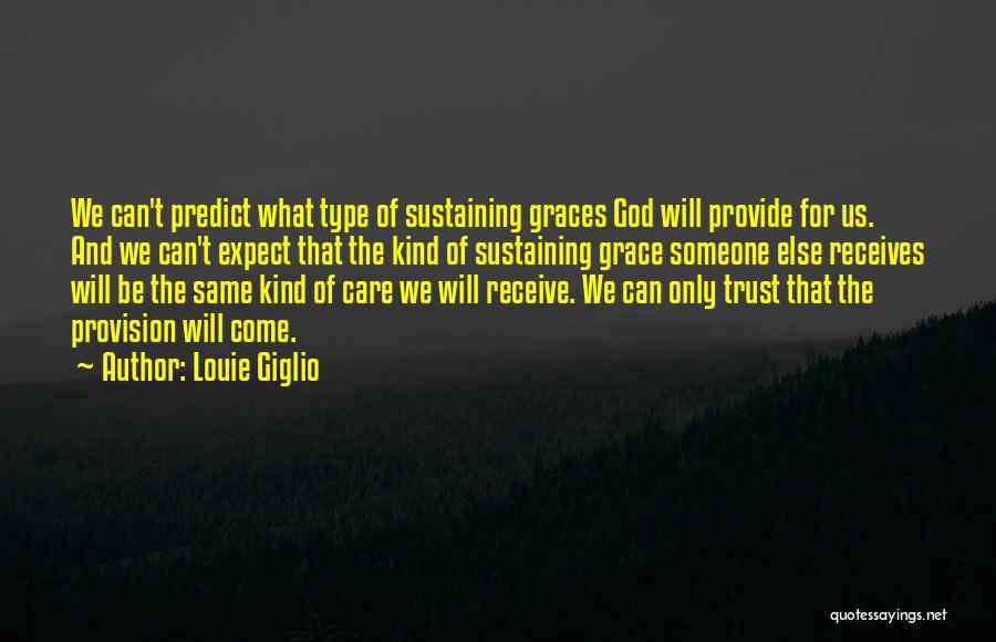 Louie Giglio Quotes: We Can't Predict What Type Of Sustaining Graces God Will Provide For Us. And We Can't Expect That The Kind