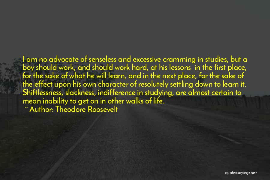 Theodore Roosevelt Quotes: I Am No Advocate Of Senseless And Excessive Cramming In Studies, But A Boy Should Work, And Should Work Hard,