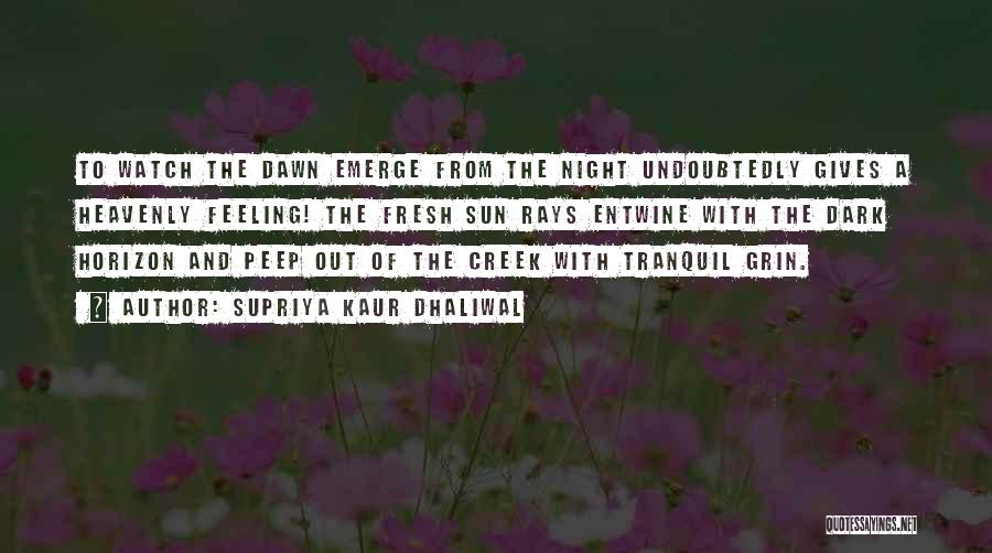Supriya Kaur Dhaliwal Quotes: To Watch The Dawn Emerge From The Night Undoubtedly Gives A Heavenly Feeling! The Fresh Sun Rays Entwine With The