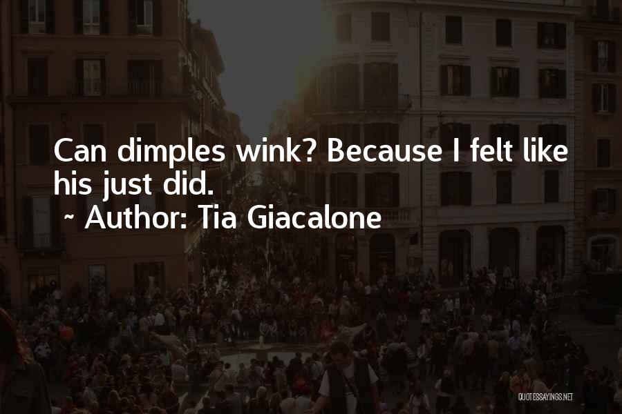 Tia Giacalone Quotes: Can Dimples Wink? Because I Felt Like His Just Did.