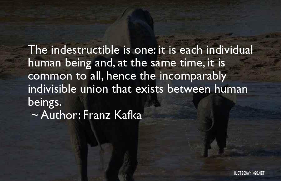 Franz Kafka Quotes: The Indestructible Is One: It Is Each Individual Human Being And, At The Same Time, It Is Common To All,