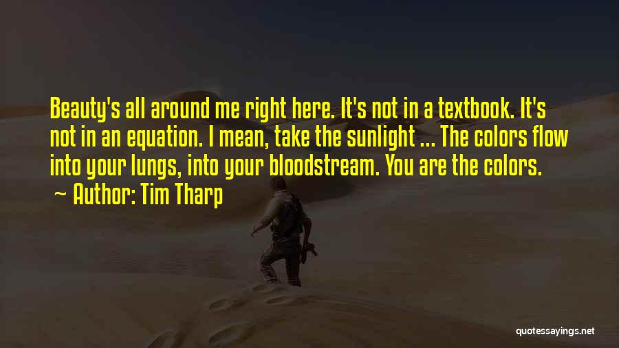 Tim Tharp Quotes: Beauty's All Around Me Right Here. It's Not In A Textbook. It's Not In An Equation. I Mean, Take The