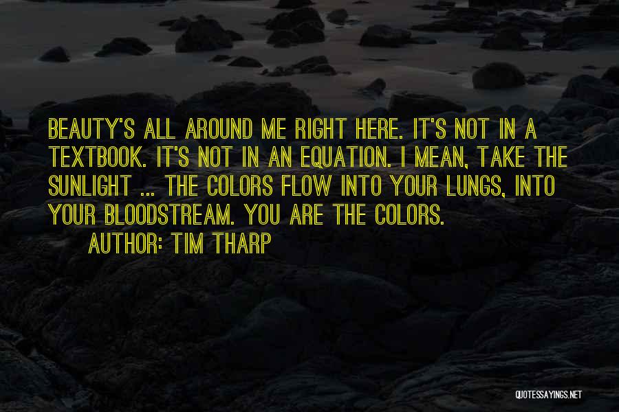 Tim Tharp Quotes: Beauty's All Around Me Right Here. It's Not In A Textbook. It's Not In An Equation. I Mean, Take The