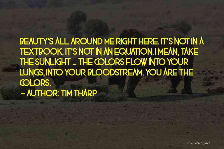 Tim Tharp Quotes: Beauty's All Around Me Right Here. It's Not In A Textbook. It's Not In An Equation. I Mean, Take The