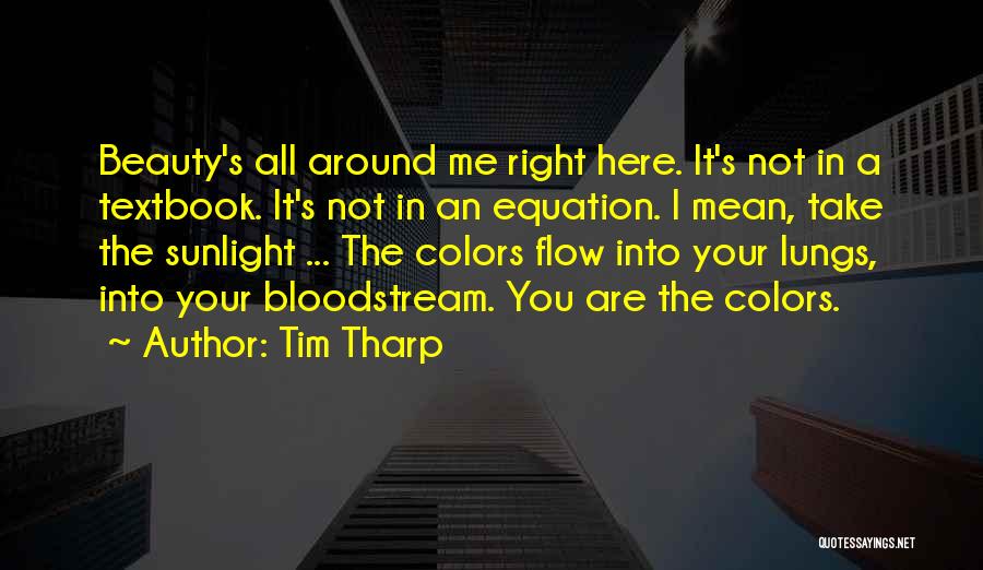Tim Tharp Quotes: Beauty's All Around Me Right Here. It's Not In A Textbook. It's Not In An Equation. I Mean, Take The