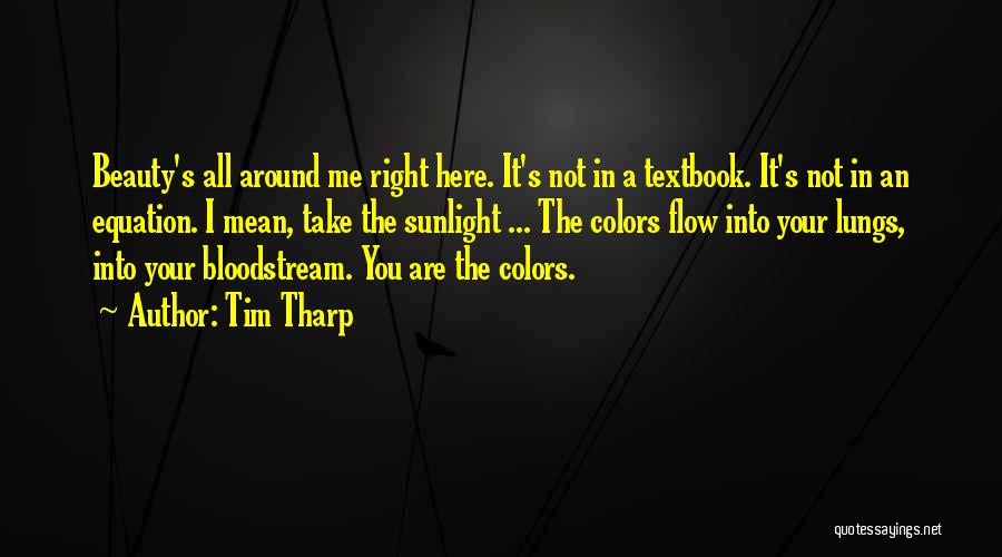 Tim Tharp Quotes: Beauty's All Around Me Right Here. It's Not In A Textbook. It's Not In An Equation. I Mean, Take The