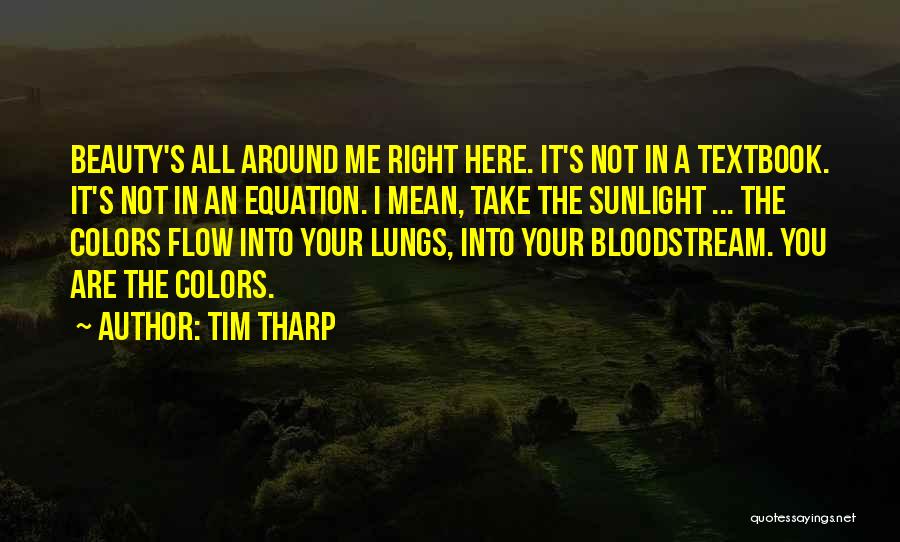 Tim Tharp Quotes: Beauty's All Around Me Right Here. It's Not In A Textbook. It's Not In An Equation. I Mean, Take The