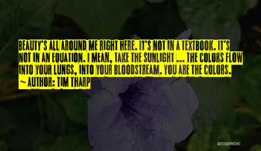 Tim Tharp Quotes: Beauty's All Around Me Right Here. It's Not In A Textbook. It's Not In An Equation. I Mean, Take The