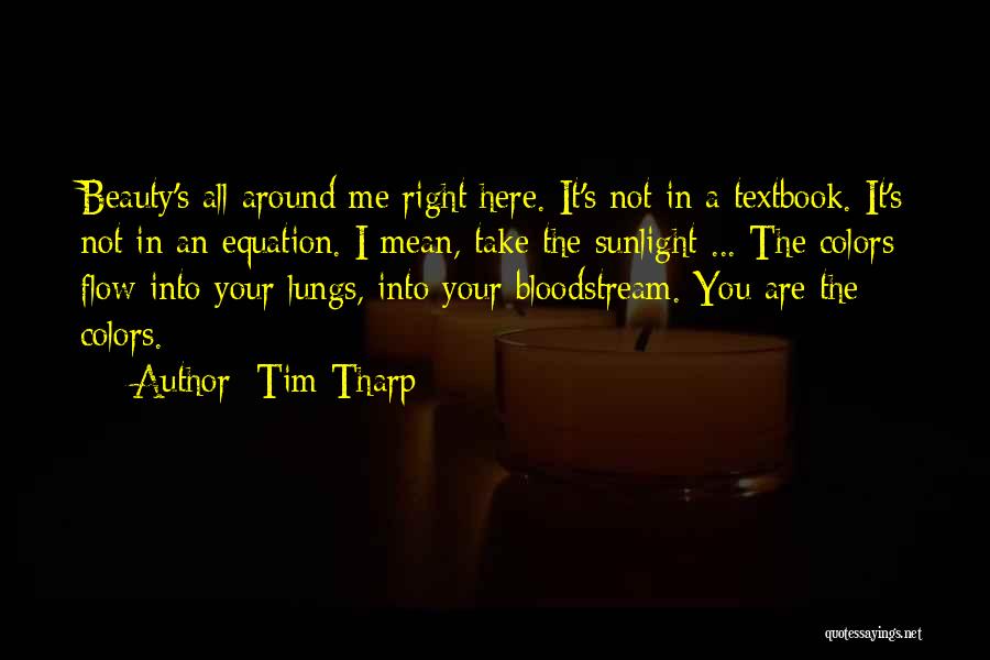 Tim Tharp Quotes: Beauty's All Around Me Right Here. It's Not In A Textbook. It's Not In An Equation. I Mean, Take The