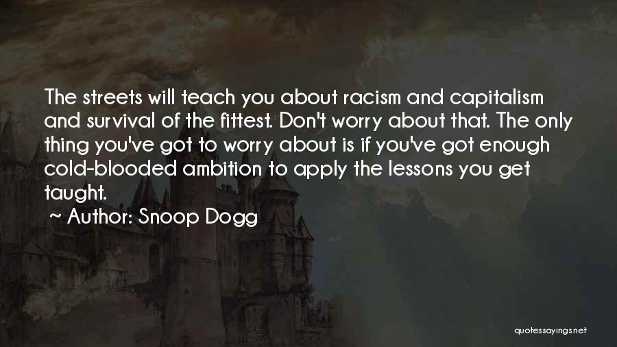 Snoop Dogg Quotes: The Streets Will Teach You About Racism And Capitalism And Survival Of The Fittest. Don't Worry About That. The Only