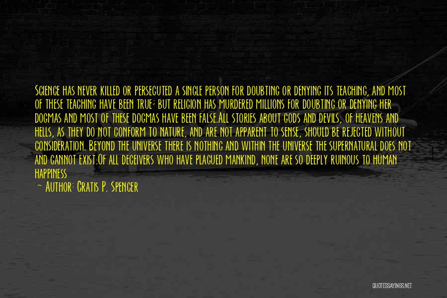 Gratis P. Spencer Quotes: Science Has Never Killed Or Persecuted A Single Person For Doubting Or Denying Its Teaching, And Most Of These Teaching