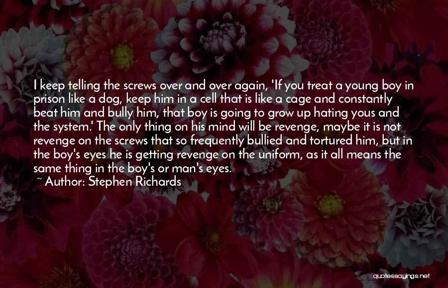Stephen Richards Quotes: I Keep Telling The Screws Over And Over Again, 'if You Treat A Young Boy In Prison Like A Dog,