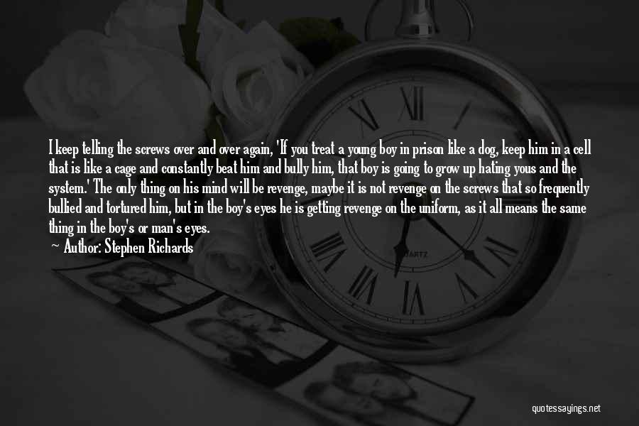 Stephen Richards Quotes: I Keep Telling The Screws Over And Over Again, 'if You Treat A Young Boy In Prison Like A Dog,