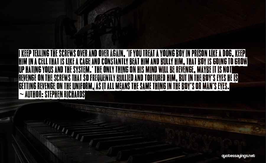 Stephen Richards Quotes: I Keep Telling The Screws Over And Over Again, 'if You Treat A Young Boy In Prison Like A Dog,