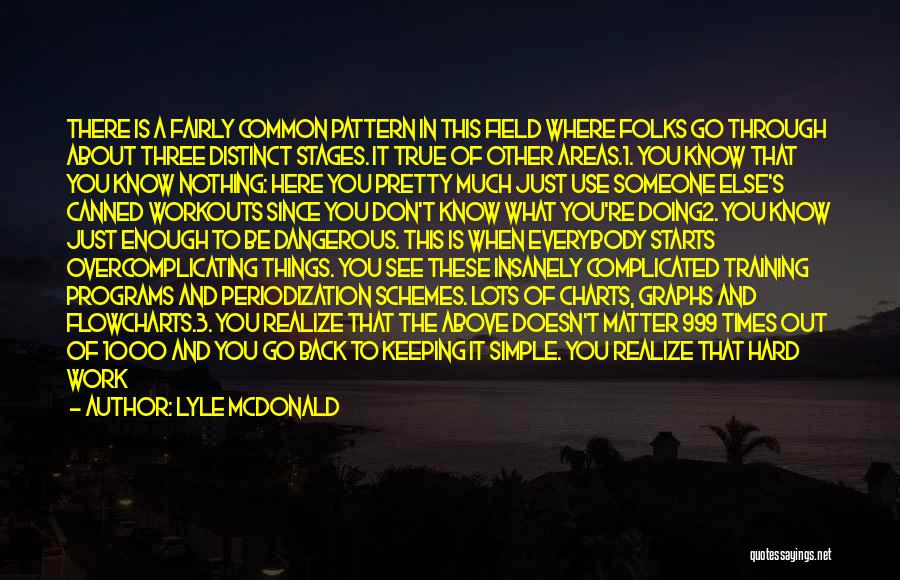 Lyle McDonald Quotes: There Is A Fairly Common Pattern In This Field Where Folks Go Through About Three Distinct Stages. It True Of