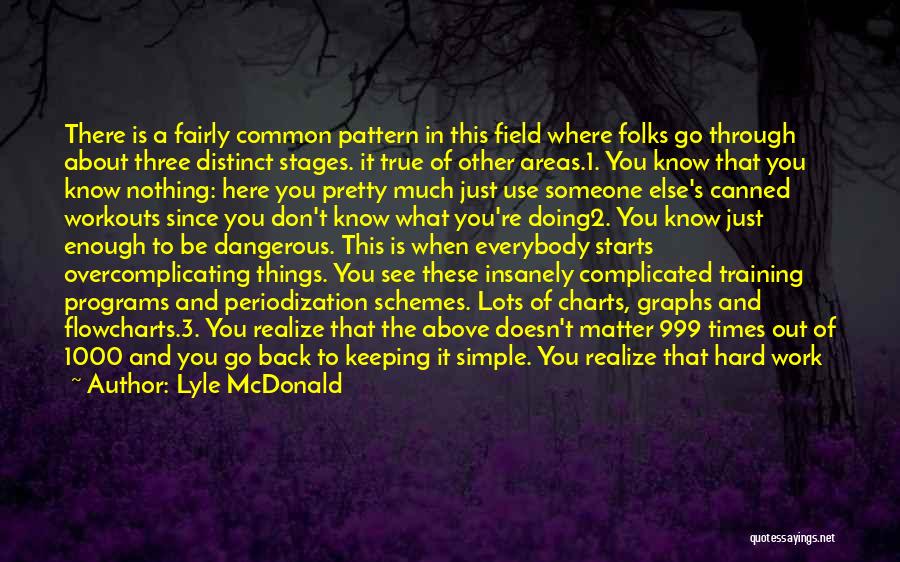 Lyle McDonald Quotes: There Is A Fairly Common Pattern In This Field Where Folks Go Through About Three Distinct Stages. It True Of