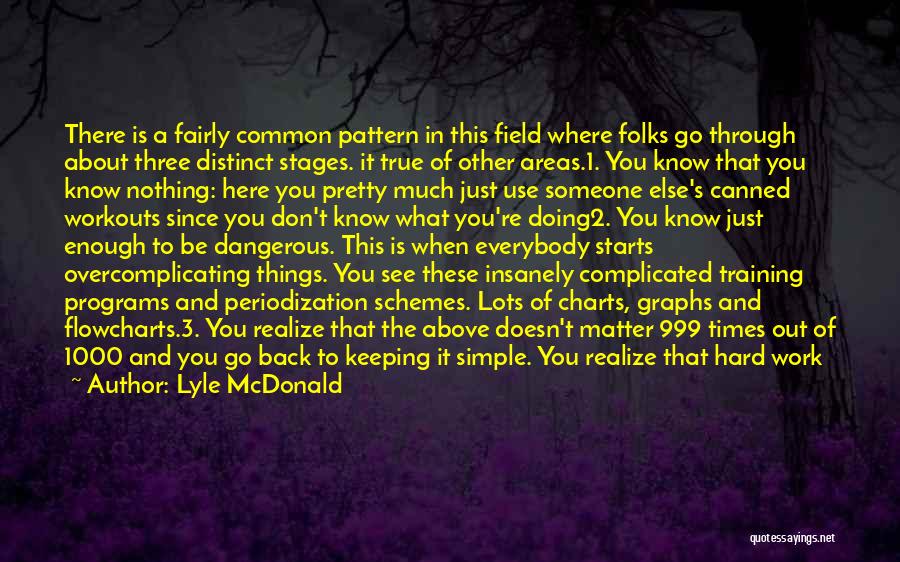 Lyle McDonald Quotes: There Is A Fairly Common Pattern In This Field Where Folks Go Through About Three Distinct Stages. It True Of