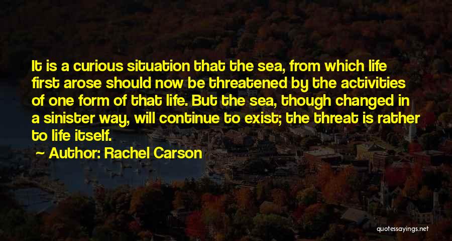 Rachel Carson Quotes: It Is A Curious Situation That The Sea, From Which Life First Arose Should Now Be Threatened By The Activities