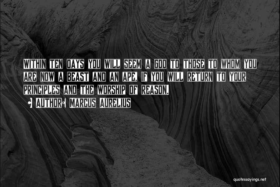 Marcus Aurelius Quotes: Within Ten Days You Will Seem A God To Those To Whom You Are Now A Beast And An Ape,
