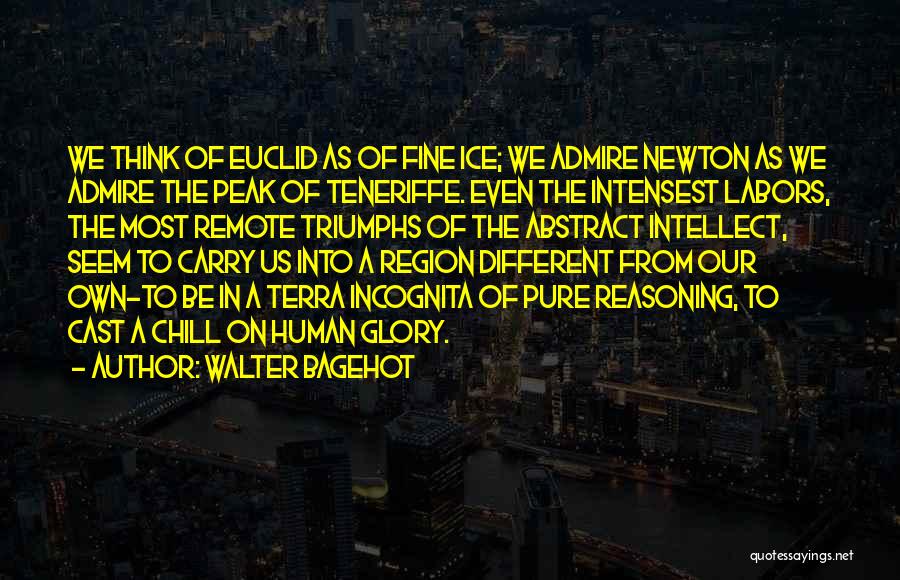 Walter Bagehot Quotes: We Think Of Euclid As Of Fine Ice; We Admire Newton As We Admire The Peak Of Teneriffe. Even The