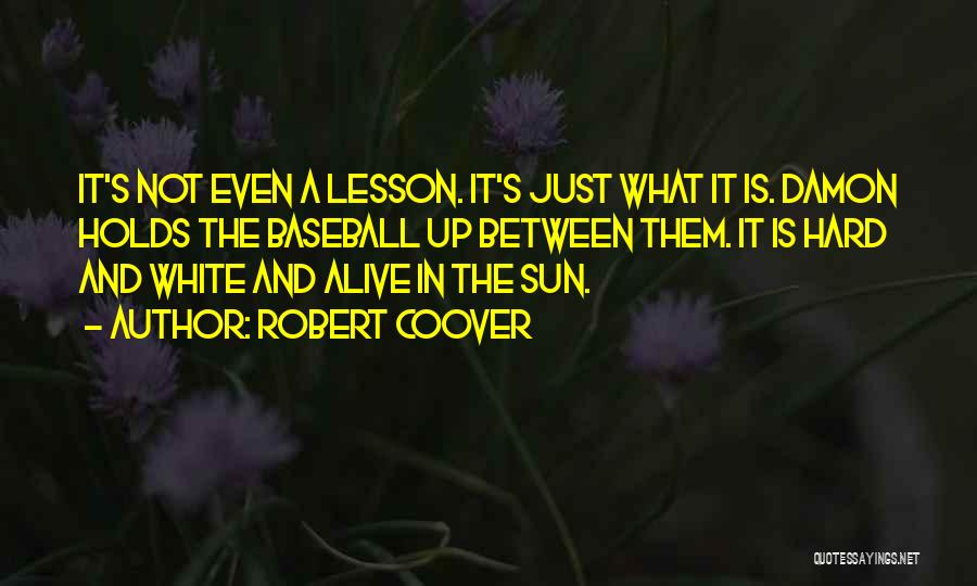 Robert Coover Quotes: It's Not Even A Lesson. It's Just What It Is. Damon Holds The Baseball Up Between Them. It Is Hard