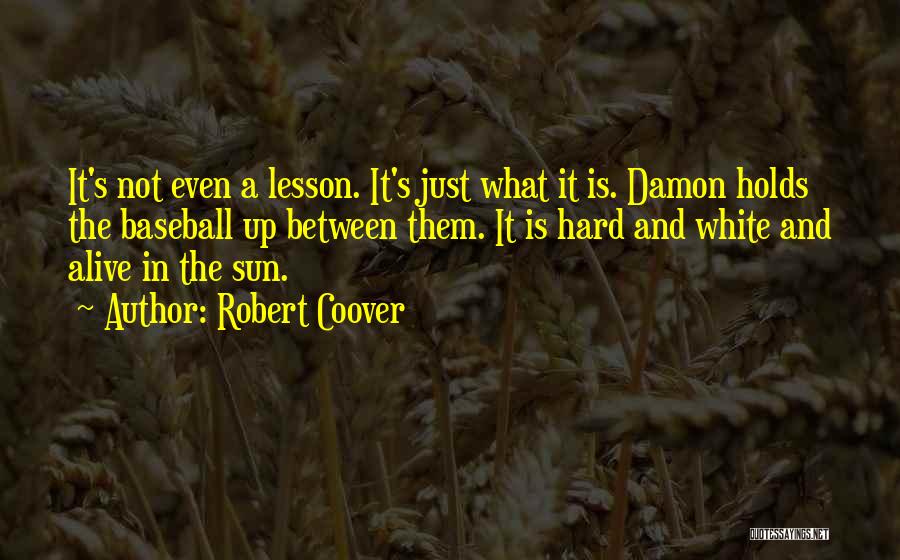 Robert Coover Quotes: It's Not Even A Lesson. It's Just What It Is. Damon Holds The Baseball Up Between Them. It Is Hard