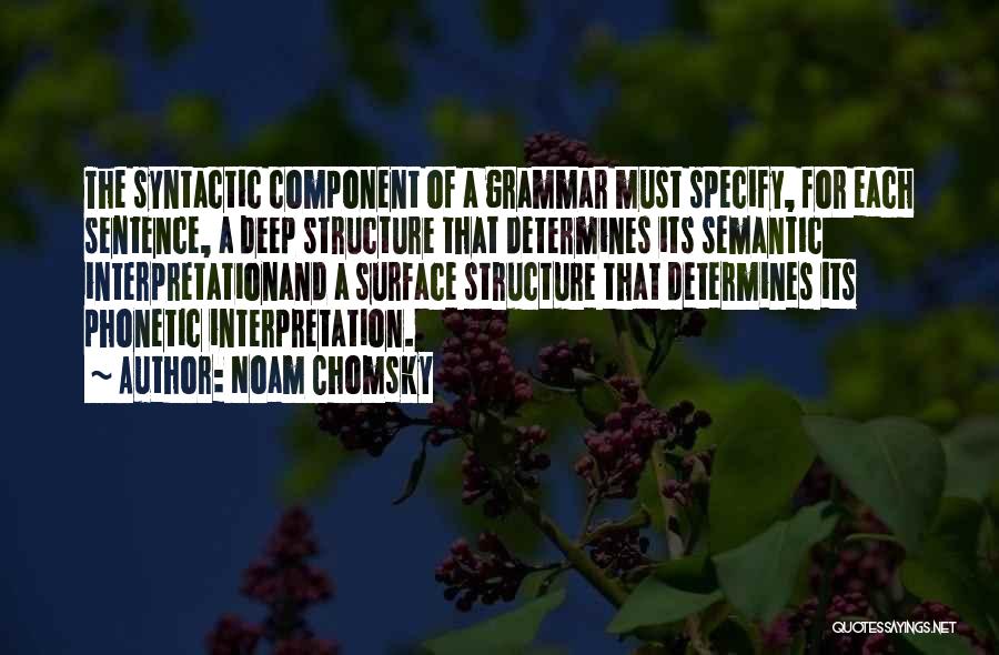 Noam Chomsky Quotes: The Syntactic Component Of A Grammar Must Specify, For Each Sentence, A Deep Structure That Determines Its Semantic Interpretationand A