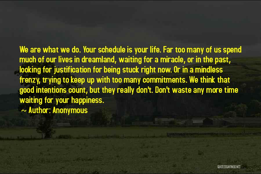 Anonymous Quotes: We Are What We Do. Your Schedule Is Your Life. Far Too Many Of Us Spend Much Of Our Lives