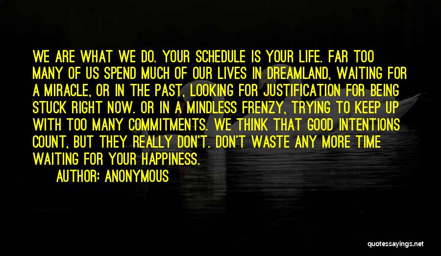 Anonymous Quotes: We Are What We Do. Your Schedule Is Your Life. Far Too Many Of Us Spend Much Of Our Lives