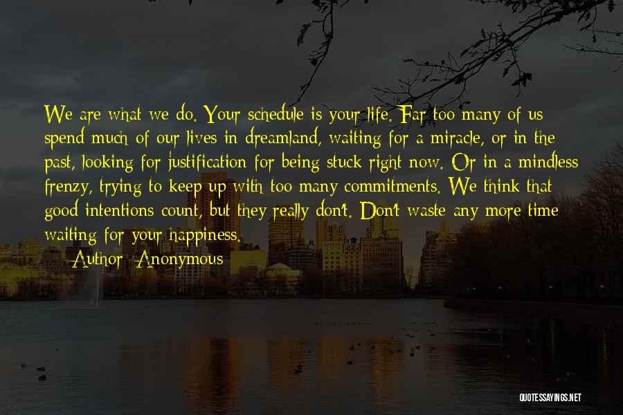 Anonymous Quotes: We Are What We Do. Your Schedule Is Your Life. Far Too Many Of Us Spend Much Of Our Lives