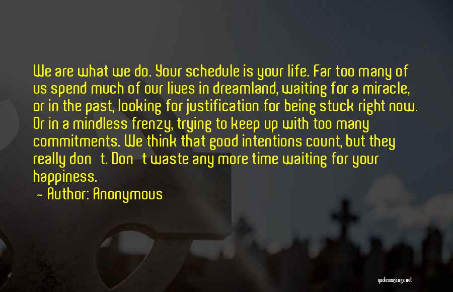 Anonymous Quotes: We Are What We Do. Your Schedule Is Your Life. Far Too Many Of Us Spend Much Of Our Lives