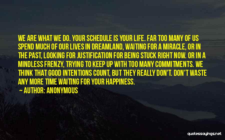 Anonymous Quotes: We Are What We Do. Your Schedule Is Your Life. Far Too Many Of Us Spend Much Of Our Lives