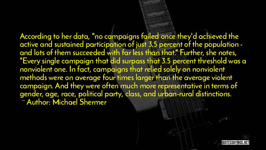 Michael Shermer Quotes: According To Her Data, No Campaigns Failed Once They'd Achieved The Active And Sustained Participation Of Just 3.5 Percent Of