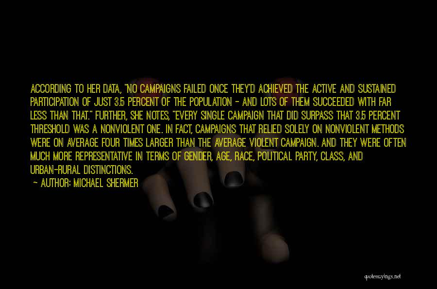 Michael Shermer Quotes: According To Her Data, No Campaigns Failed Once They'd Achieved The Active And Sustained Participation Of Just 3.5 Percent Of