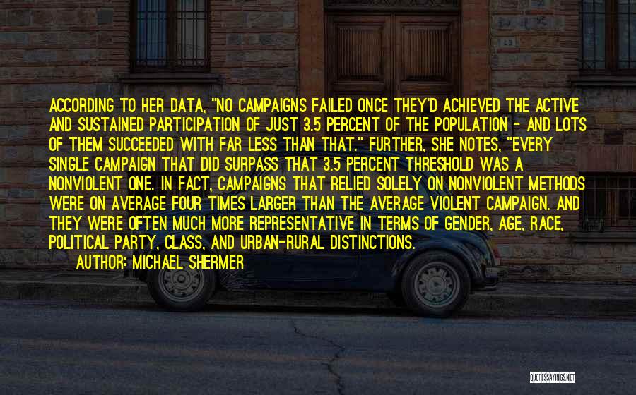 Michael Shermer Quotes: According To Her Data, No Campaigns Failed Once They'd Achieved The Active And Sustained Participation Of Just 3.5 Percent Of