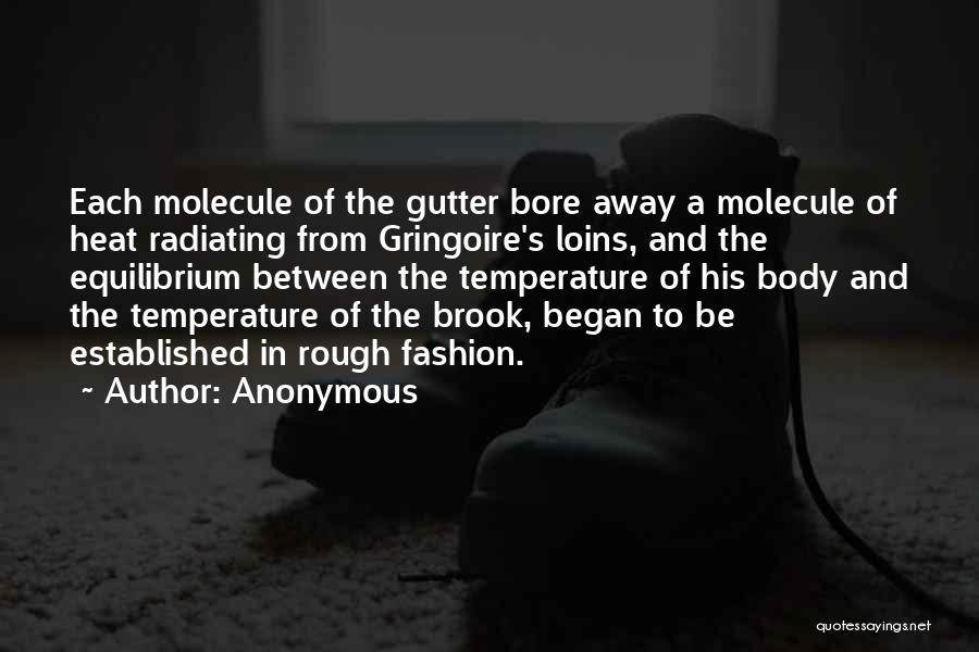 Anonymous Quotes: Each Molecule Of The Gutter Bore Away A Molecule Of Heat Radiating From Gringoire's Loins, And The Equilibrium Between The