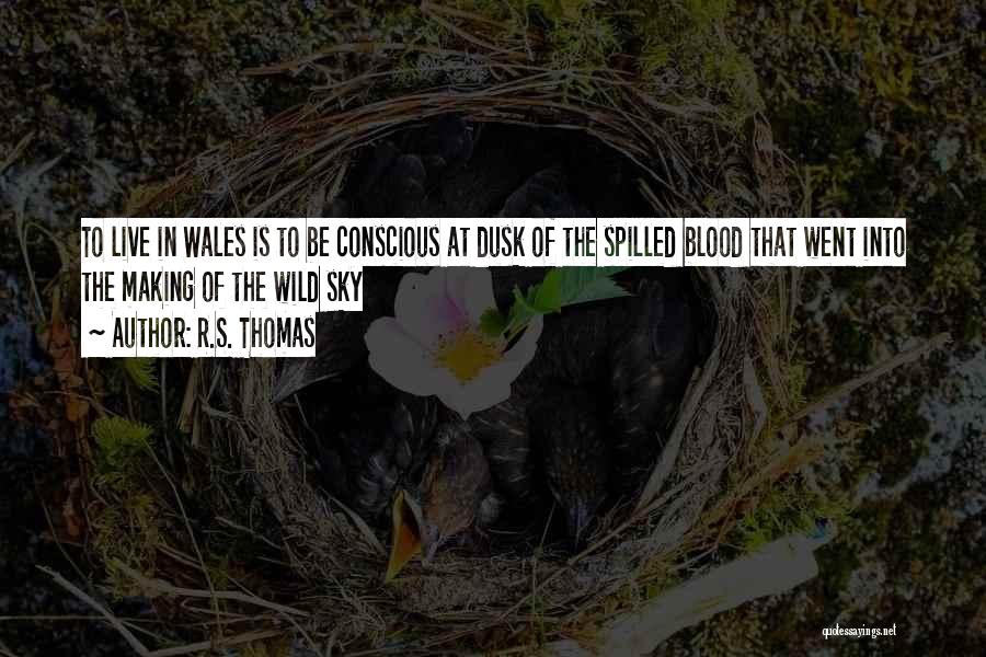 R.S. Thomas Quotes: To Live In Wales Is To Be Conscious At Dusk Of The Spilled Blood That Went Into The Making Of