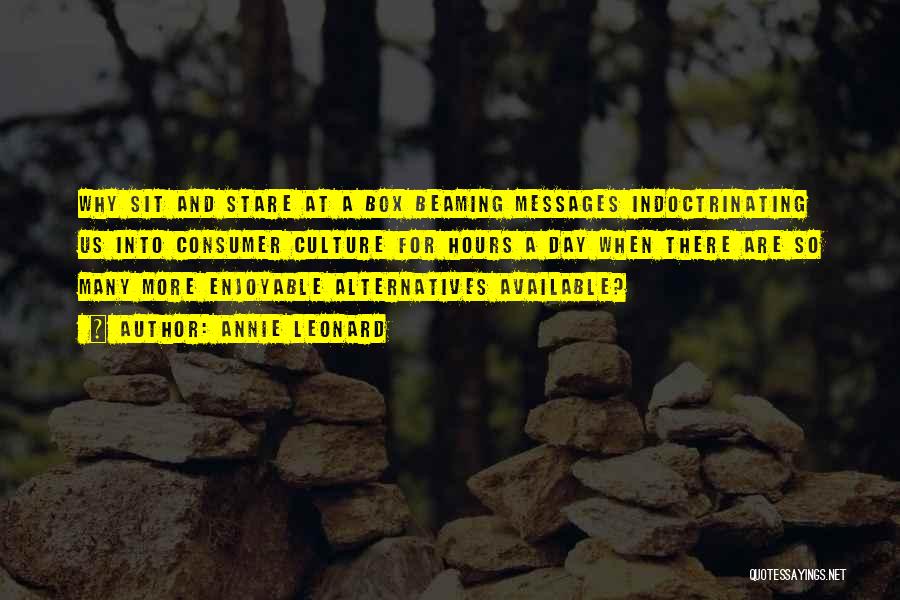 Annie Leonard Quotes: Why Sit And Stare At A Box Beaming Messages Indoctrinating Us Into Consumer Culture For Hours A Day When There